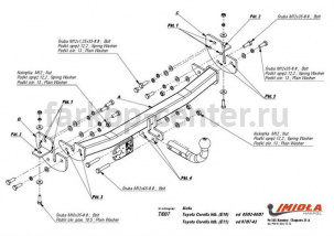 Фаркоп Imiola для TOYOTA COROLLA E100 1992-1997. Артикул T-007