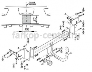 Фаркоп Steinhof для JEEP CHEROKEE KL 2014-2019г. Артикул J-064