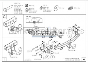 Фаркоп Galia для HYUNDAI GRAND SANTA FE 2014-2019г. Артикул H094C