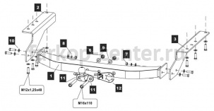 Фаркоп Baltex для LEXUS NX 2014-2019г. Артикул 24.3376.08