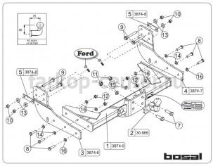 Фаркоп Bosal для FORD TOURNEO CUSTOM 2012-2019г. Артикул 038-742