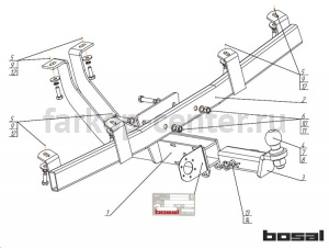 Фаркоп Bosal Russia для CHEVROLET NIVA 2002-2019г. Артикул 1230-Е