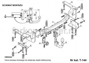 Фаркоп Steinhof для TOYOTA HIGHLANDER 2014-2019г. Артикул T-144
