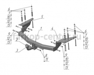 Фаркоп Avtos для SSANG YONG REXTON 2002-2006. Артикул SY005