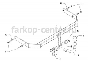 Фаркоп Auto-Hak для VOLKSWAGEN POLO 5 хэтчбек 2009-2019г. Артикул K 52