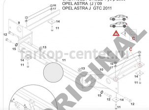 Фаркоп Aragon для OPEL ASTRA ASTA J GTC 2011-2015. Артикул E4523AA