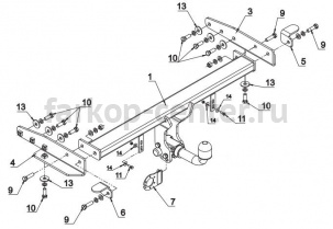 Фаркоп Auto-Hak для JEEP GRAND CHEROKEE WK2 2010-2019г. Артикул JP 10A