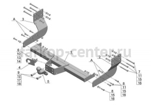 Фаркоп Avtos для VOLKSWAGEN CRAFTER 2006-2017. Артикул MB04