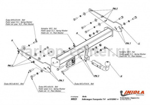Фаркоп Imiola для VOLKSWAGEN MULTIVAN T5 2003-2015. Артикул W-023