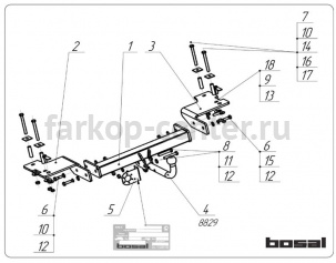 Фаркоп Bosal Russia для CHERY TIGGO 5 2014-2017. Артикул 7607-A