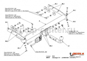 Фаркоп Imiola для VOLKSWAGEN MULTIVAN T4 1992-2003. Артикул W-015