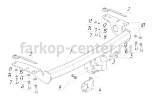 Фаркоп Avtos для TOYOTA COROLLA E120/E130 2001-2007. Артикул TY29
