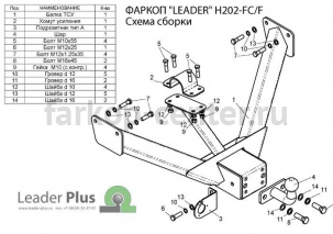 Фаркоп Лидер Плюс для HYUNDAI PORTER 2005-2007. Артикул H202-F