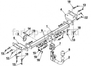 Фаркоп Auto-Hak для HYUNDAI ix35 2010-2015. Артикул J 60V