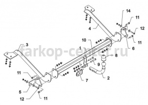 Фаркоп Auto-Hak для PEUGEOT PARTNER TEPEE 2008-2019г. Артикул F 38