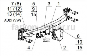 Фаркоп Bosal Russia для AUDI Q7 2005-2015. Артикул 3555-AK6