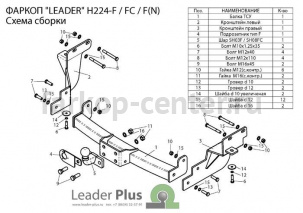 Фаркоп Лидер Плюс для HYUNDAI SANTA FE  2012-2019г. Артикул H224-F(N)