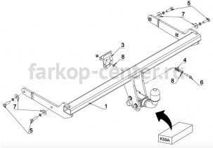 Фаркоп Auto-Hak для VOLKSWAGEN GOLF 7 2013-2019г. Артикул K 59A