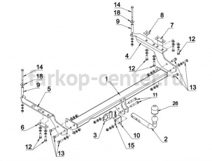Фаркоп Auto-Hak для SUBARU FORESTER 1997-2008. Артикул SU 44