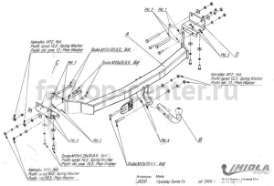 Фаркоп Imiola для HYUNDAI SANTA FE  2006-2012. Артикул J-020