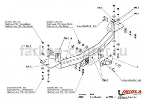 Фаркоп Imiola для JEEP WRANGLER TJ 1996-2007. Артикул J-024
