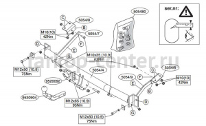 Фаркоп Brink для PEUGEOT PARTNER 2 2008-2019г. Артикул 505400