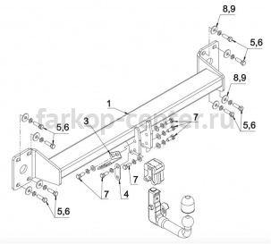 Фаркоп Auto-Hak для VOLKSWAGEN TOUAREG 2002-2010. Артикул K 46V