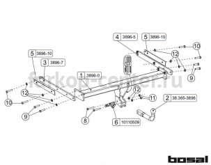Фаркоп Bosal для FORD KUGA 2013-2019г. Артикул 038-961