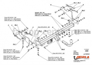 Фаркоп Imiola для VOLKSWAGEN CADDY 1996-2004. Артикул S-006