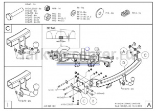 Фаркоп Galia для HYUNDAI GRAND SANTA FE 2014-2019г. Артикул H094A