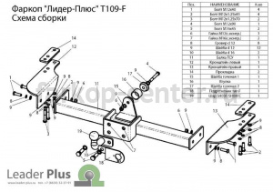 Фаркоп Лидер Плюс для TOYOTA LAND CRUISER PRADO 90 1996-2002. Артикул T109-FC