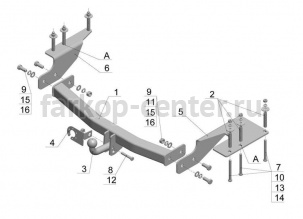 Фаркоп Avtos для SSANG YONG REXTON 2006-2012. Артикул SY009