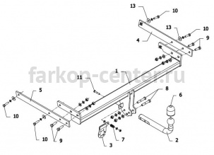 Фаркоп Auto-Hak для FORD KUGA 2008-2013. Артикул C 53